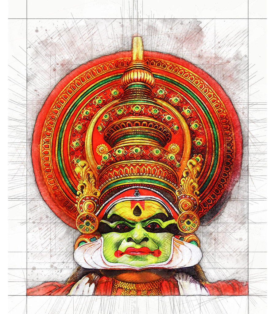 Artwork: Kathakali Dancer's Portrait. Mandala hybrid. –  BillionNeuronsCurious