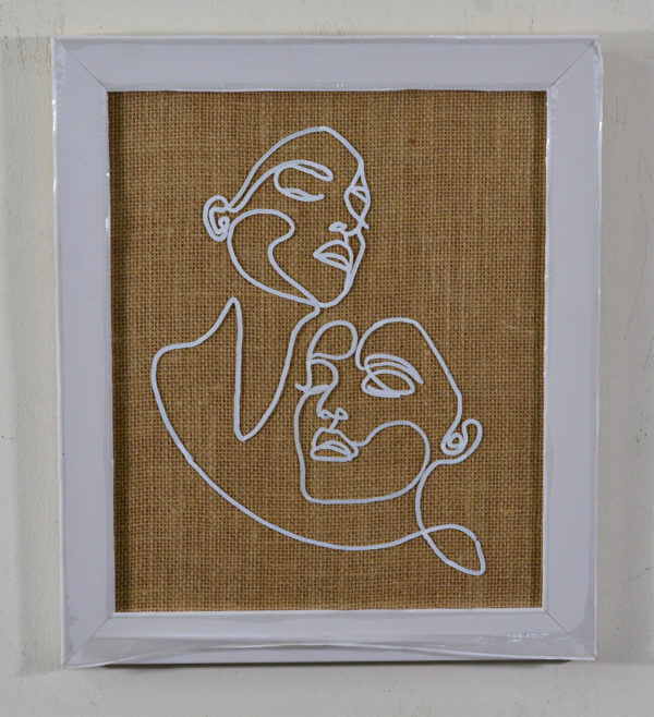 abstract two friends sketch on glass in fibre frame12x10-inches